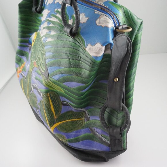 Handmade Amazon Parrot Leather Tote Bag - Picture 4 of 11